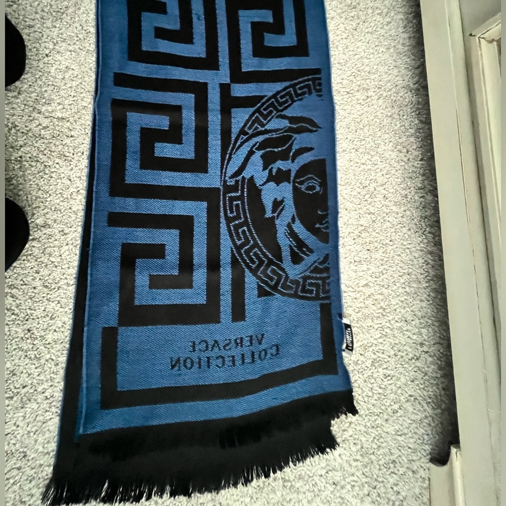 Versace collection blue and black scarf
